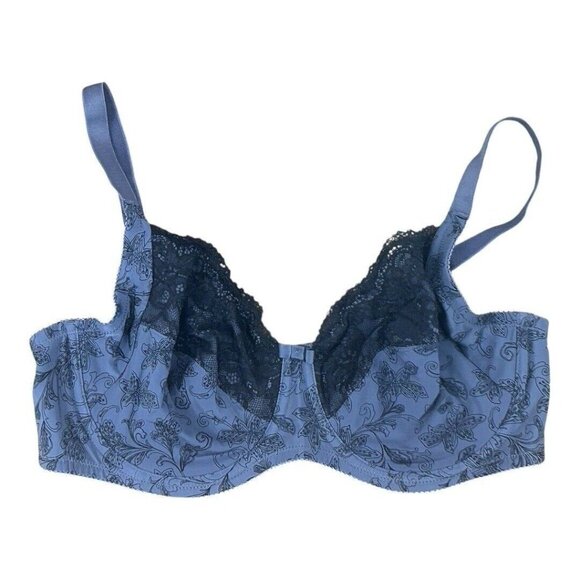 Wonderbra Plus Charcoal Printed With Black Lace Full Support Underwire Bra 40C - Picture 4 of 14